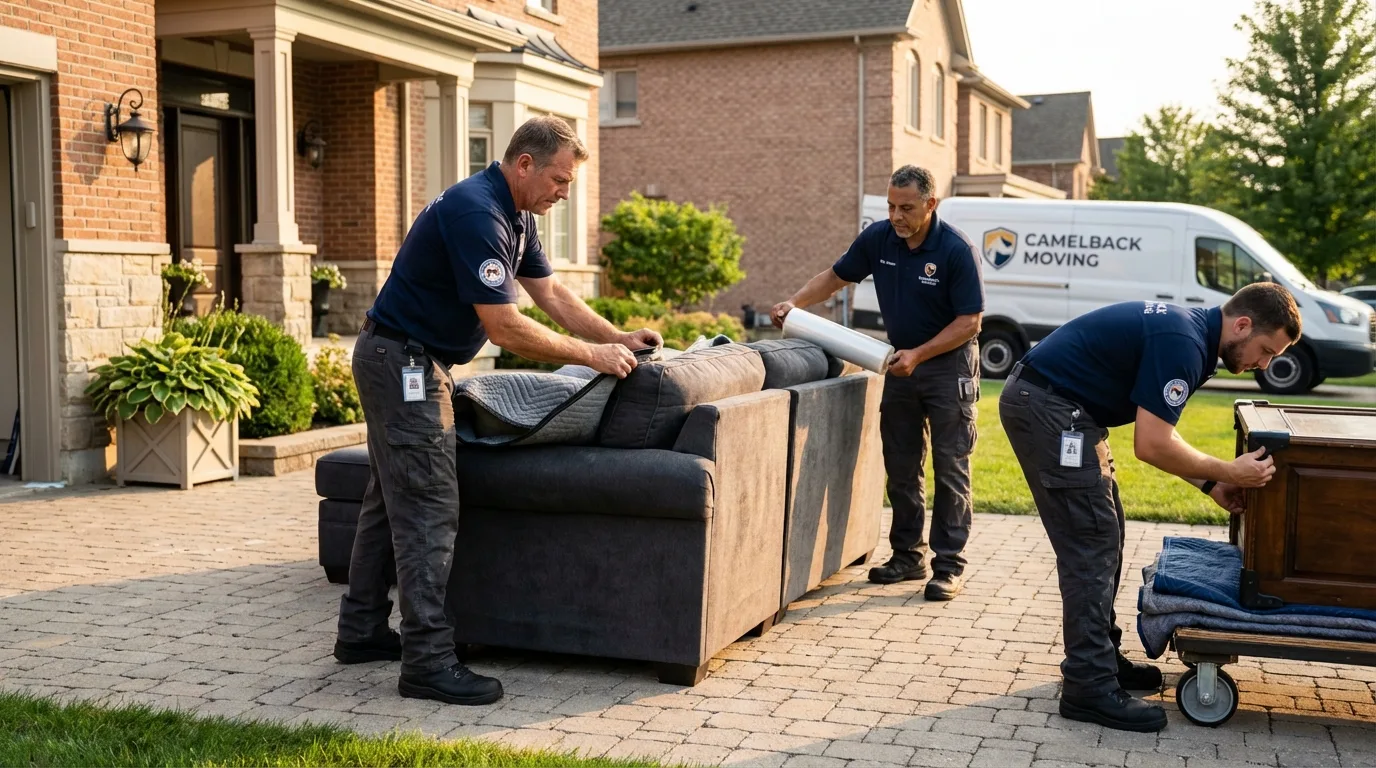 Large estate moving crew wrapping furniture in Loretto, TN